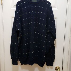Men's Vintage Hill & Archer 100% Cotton Navy Multicolored long sleeve sweaterXLT